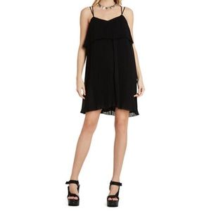 BCBG MAXAZRIA pleated flounce black dress XXS